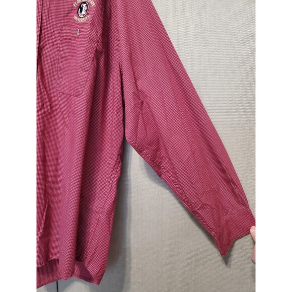 Antigua Florida State University Seminoles Cotton Blend Red Check Button-Up XL - Picture 5 of 7